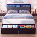 Full Size Upholstered Bed Frame with 2 Drawers and Storage Shelves T603247