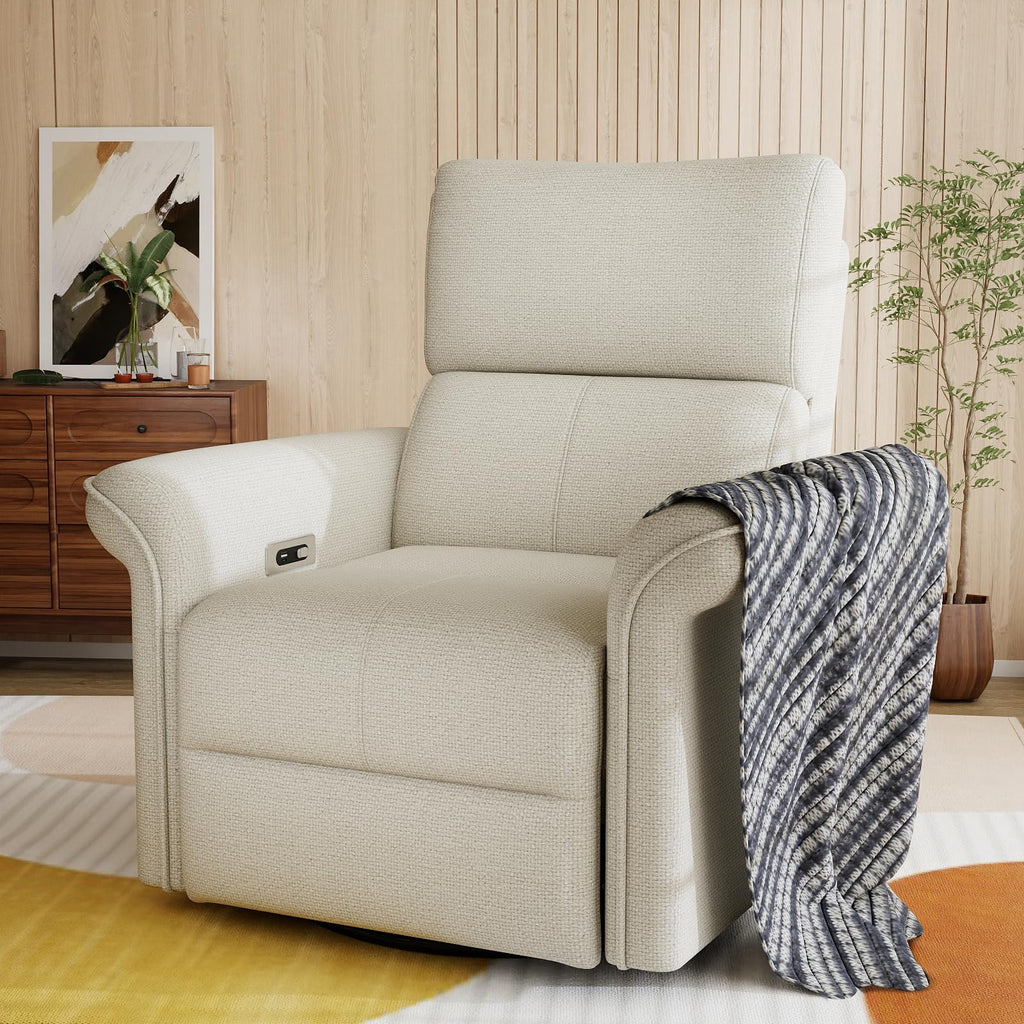 Fabric Light Gray Swivel Rocker Recliner Chair W145284