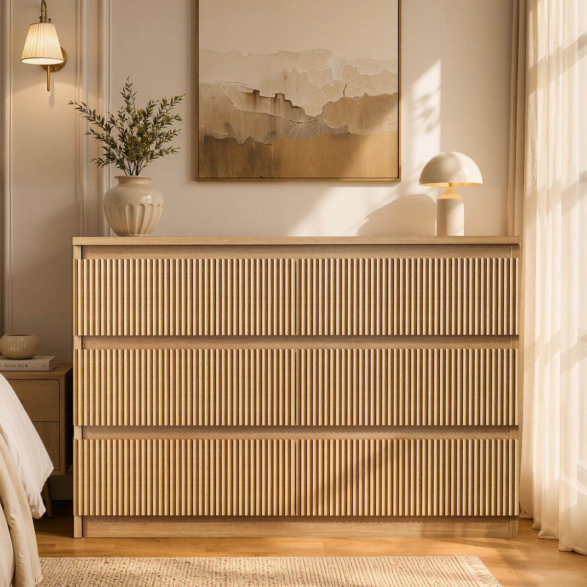 6 Drawer Fluted Wood Dresser B11347