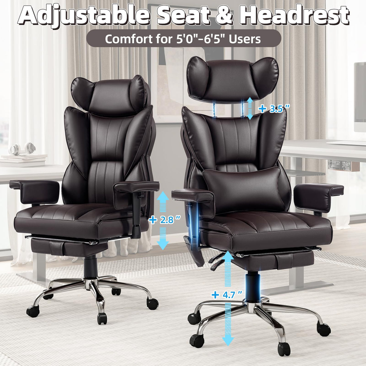 Heated Home Office Chair with Foot Rest E46121