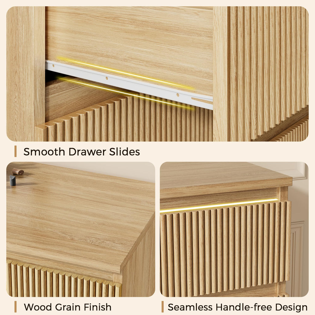 6 Drawer Fluted Wood Dresser B11347