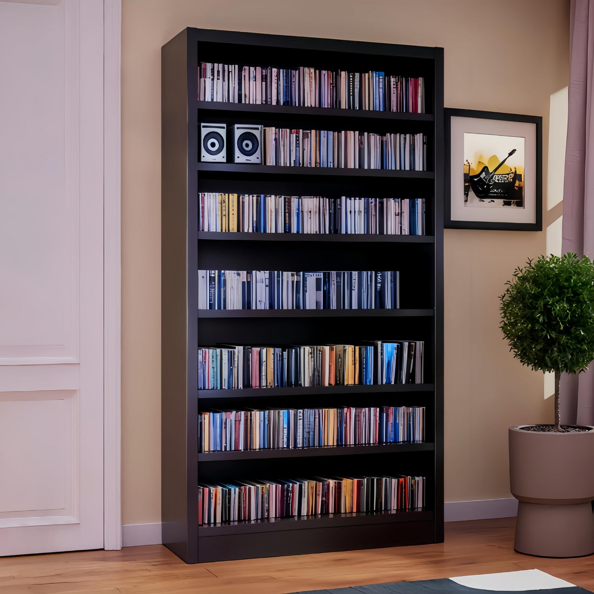 55" Metal Media Storage Cabinet with 6 Adjustable Shelves S293