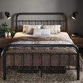 Full Metal Bed Frame with Victorian Iron-Art Headboard, Black L107