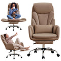 Cross Legged Office Chair with Flip Armrest and Footrest Brown N55538