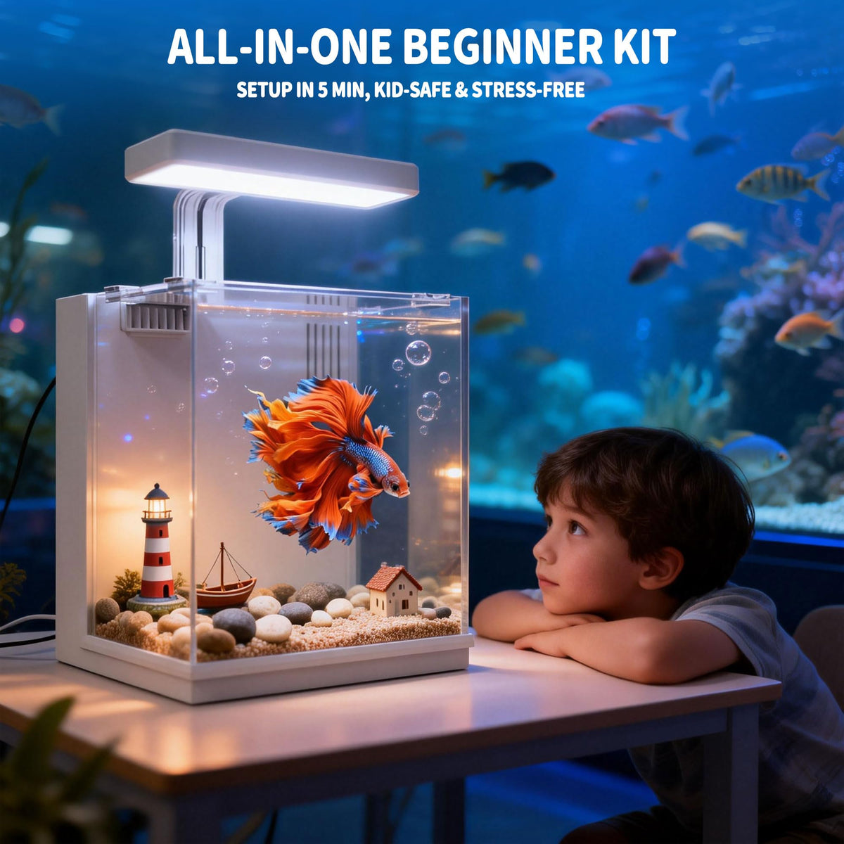 2 Gallon Aquarium Kit with Filtration & LED Light B24848