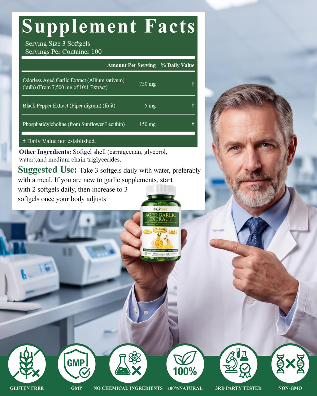 Odorless Garlic Supplement 300 Softgels T235