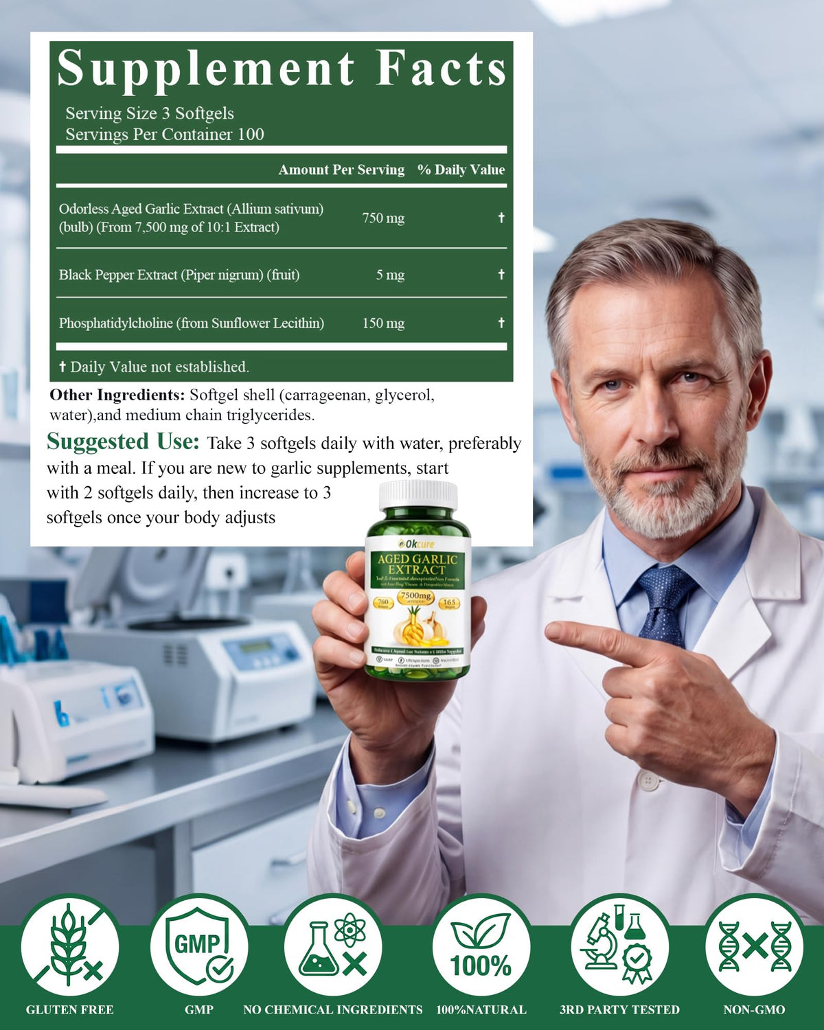 Odorless Garlic Supplement 300 Softgels T235