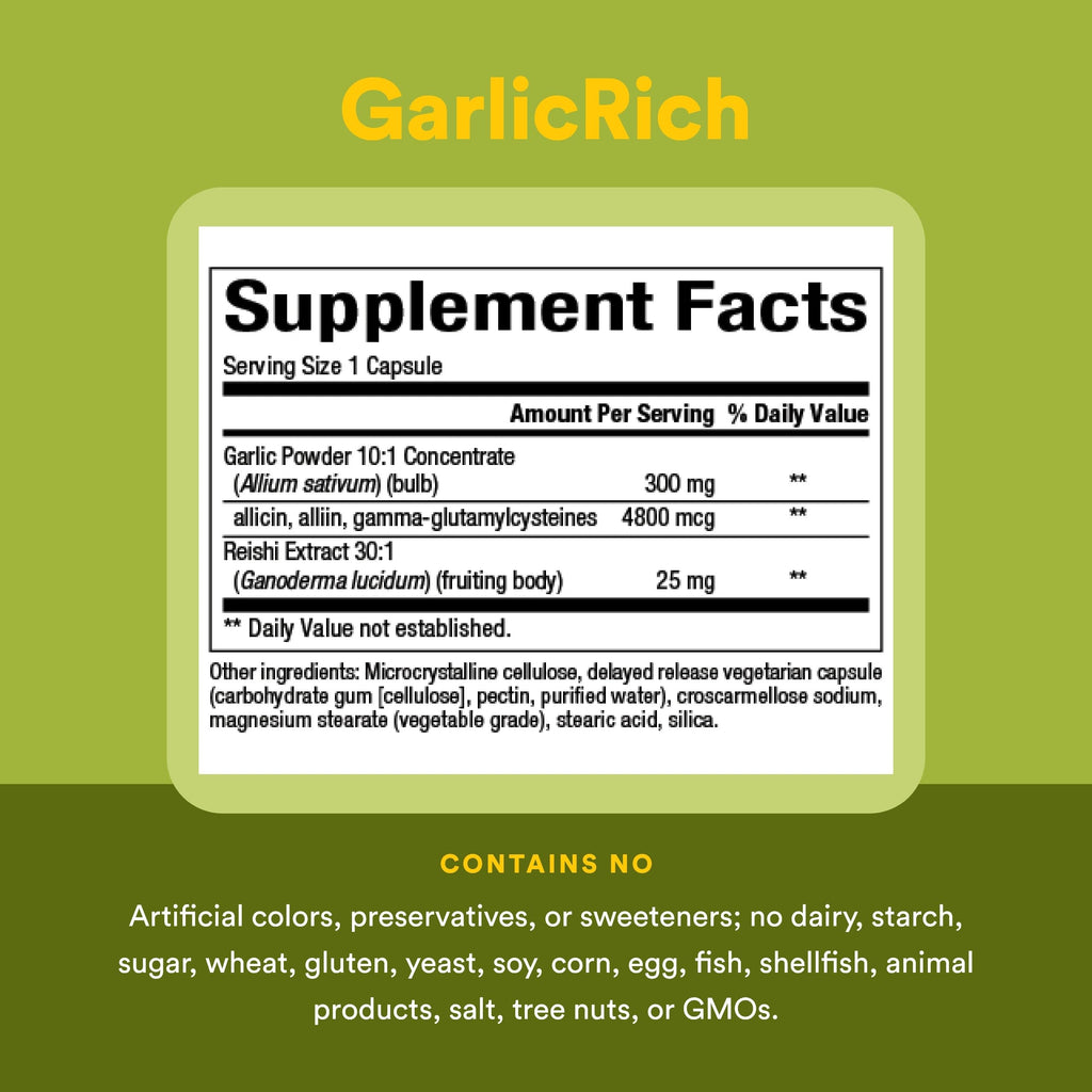 Garlic + Reishi 120 Delayed Release Veg Caps S80702