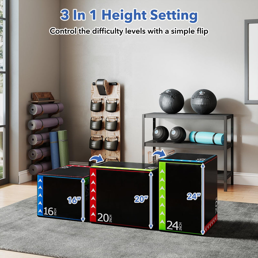 3 in 1 Plyometric Jump Box with Non-Slip PU Cover D45918