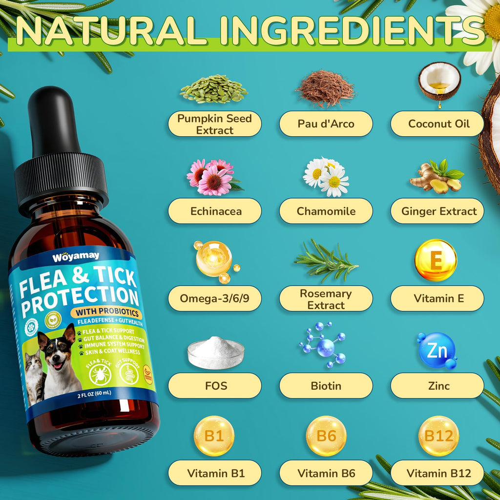 Flea and Tick Prevention Drops with Probiotics T98833