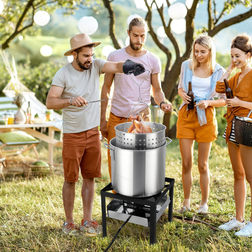 60QT Aluminum Seafood Boil Pot with Basket X12908