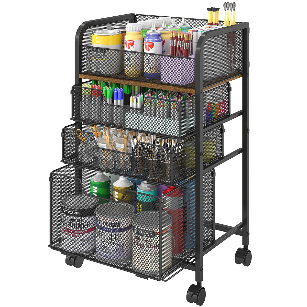 4-Tier Rolling Utility Cart with 3 Drawers E388885