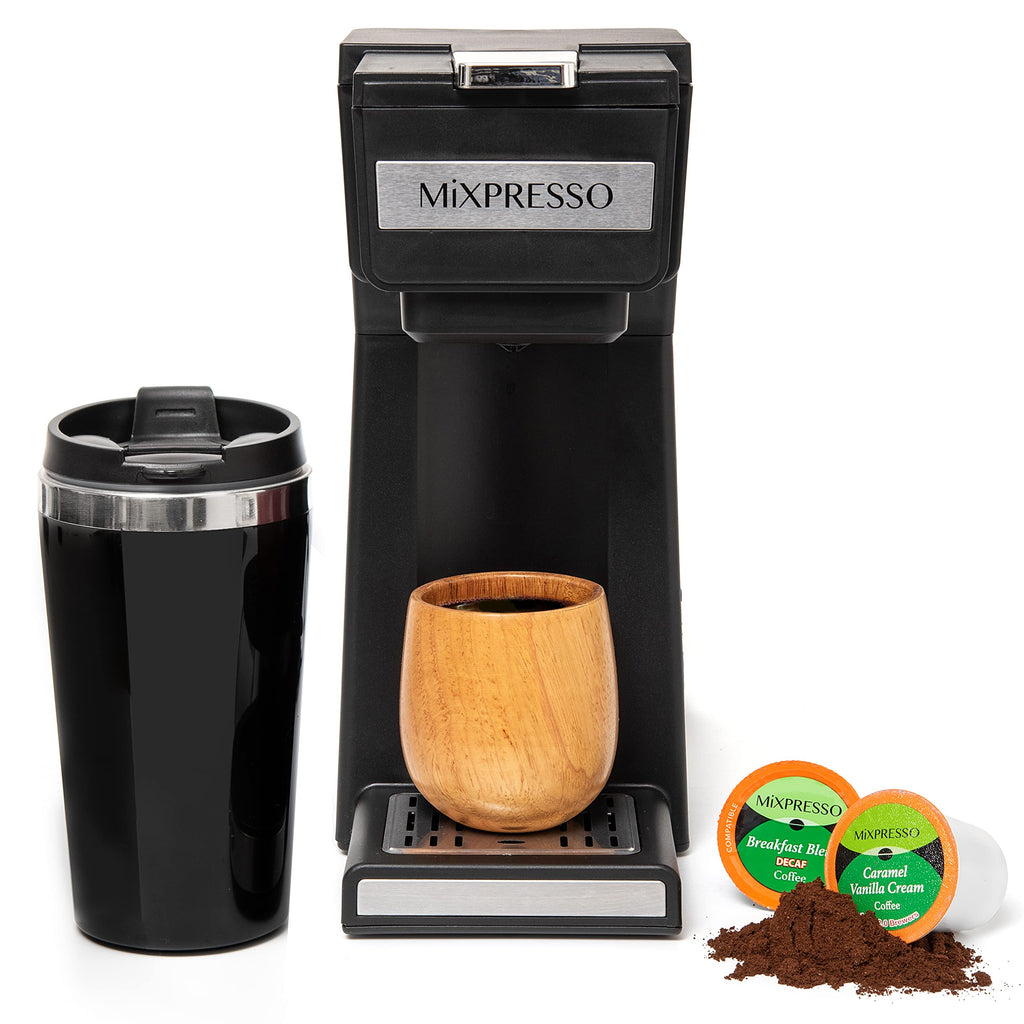Single Serve Coffee Maker with 14oz Travel Mug & Reusable Filter T419597