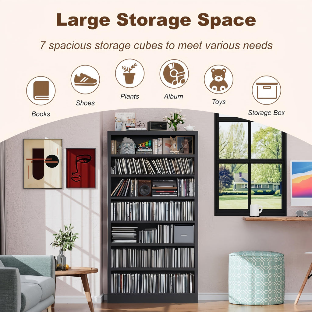 55" Metal Media Storage Cabinet with 6 Adjustable Shelves S293