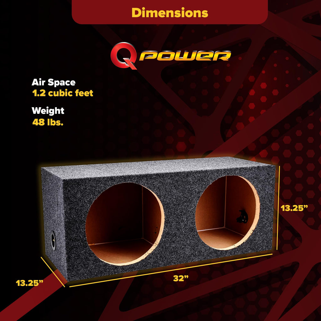 Charcoal Dual 12" Sealed Car Audio Subwoofer Box E272