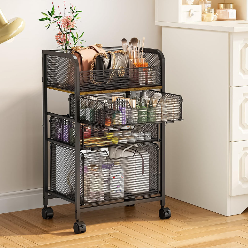 4-Tier Rolling Utility Cart with 3 Drawers E388885