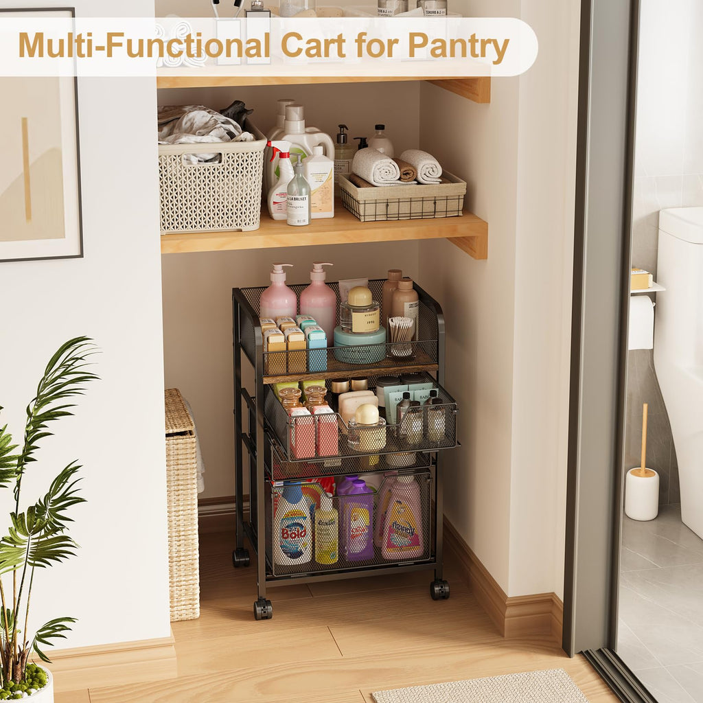 4-Tier Rolling Utility Cart with 3 Drawers E388885