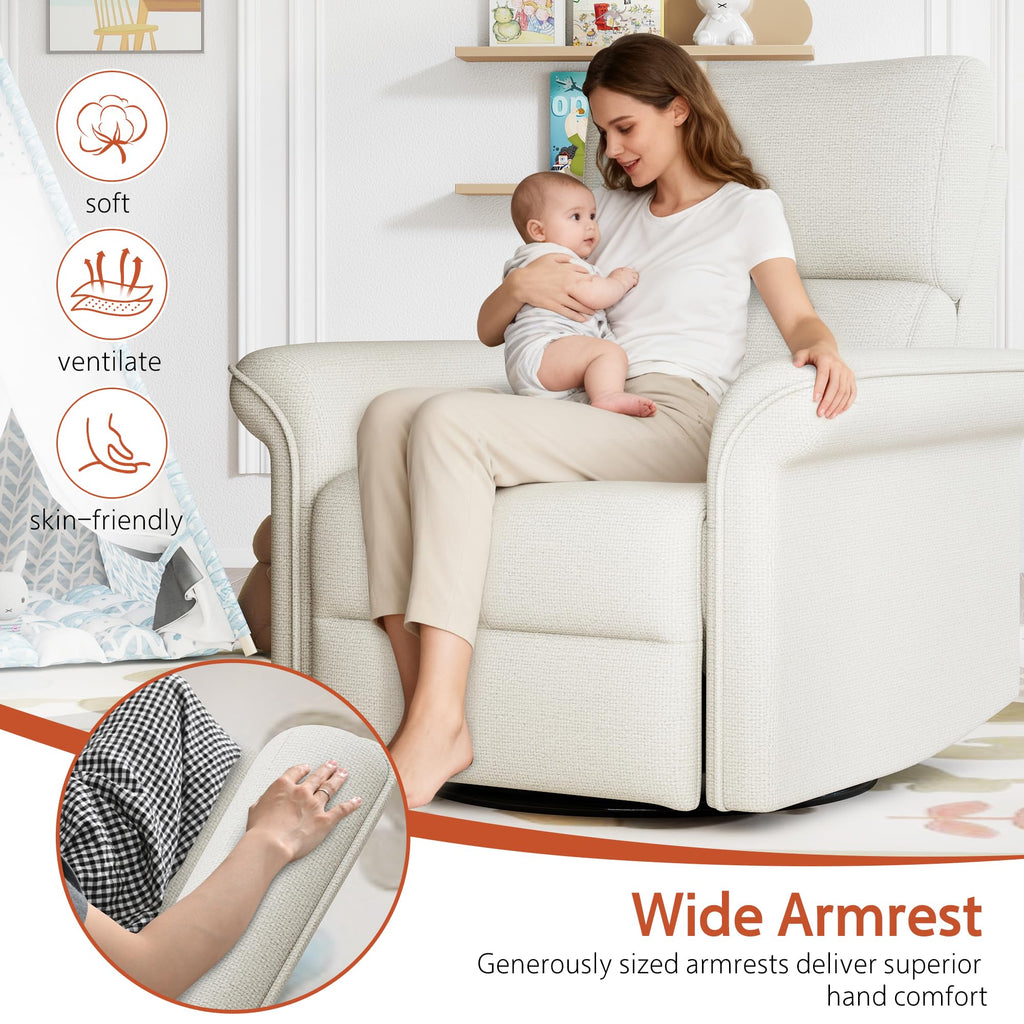 Fabric Light Gray Swivel Rocker Recliner Chair W145284