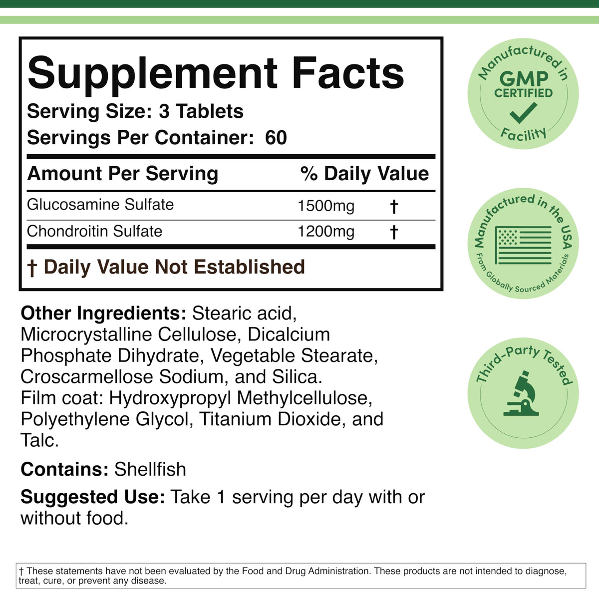 Glucosamine Chondroitin Sulfate 180 Tablets H75920