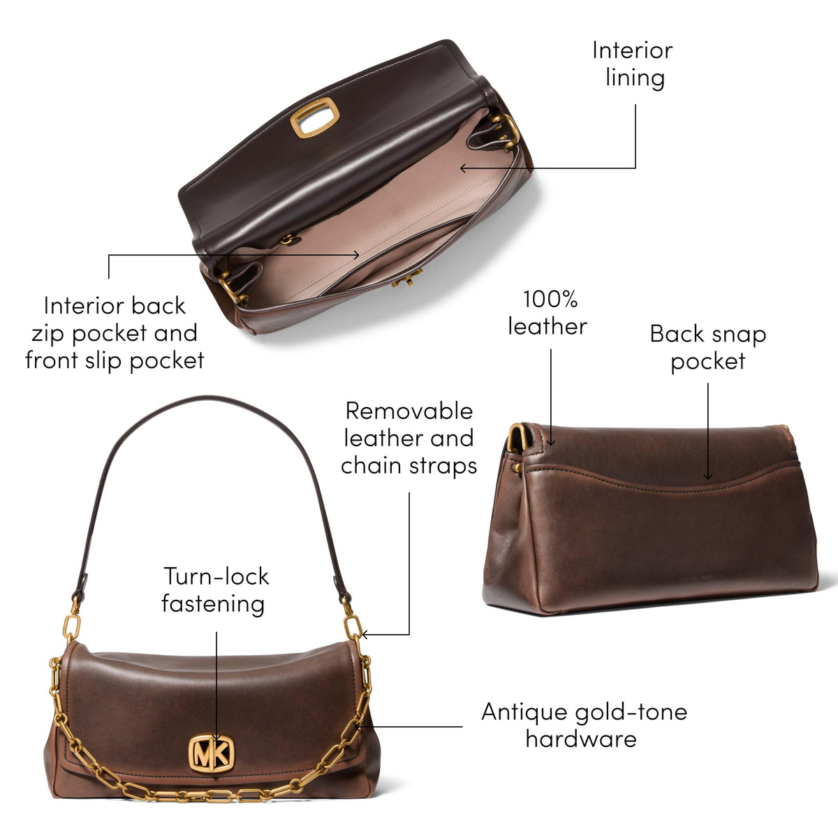 Large Convertible Chain Shoulder Bag H5217