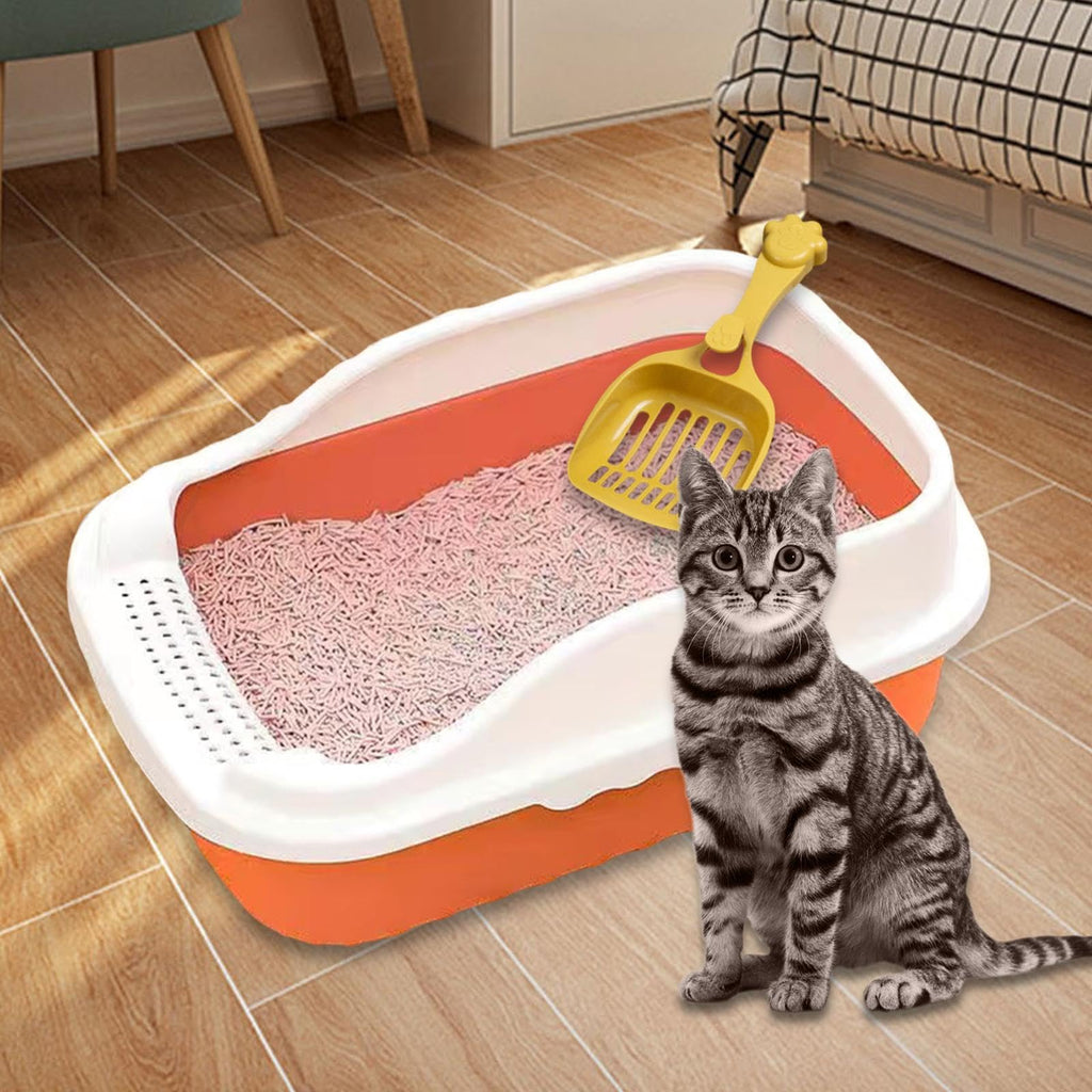 Orange Cat Litter Box with Sifting Spoon E36904