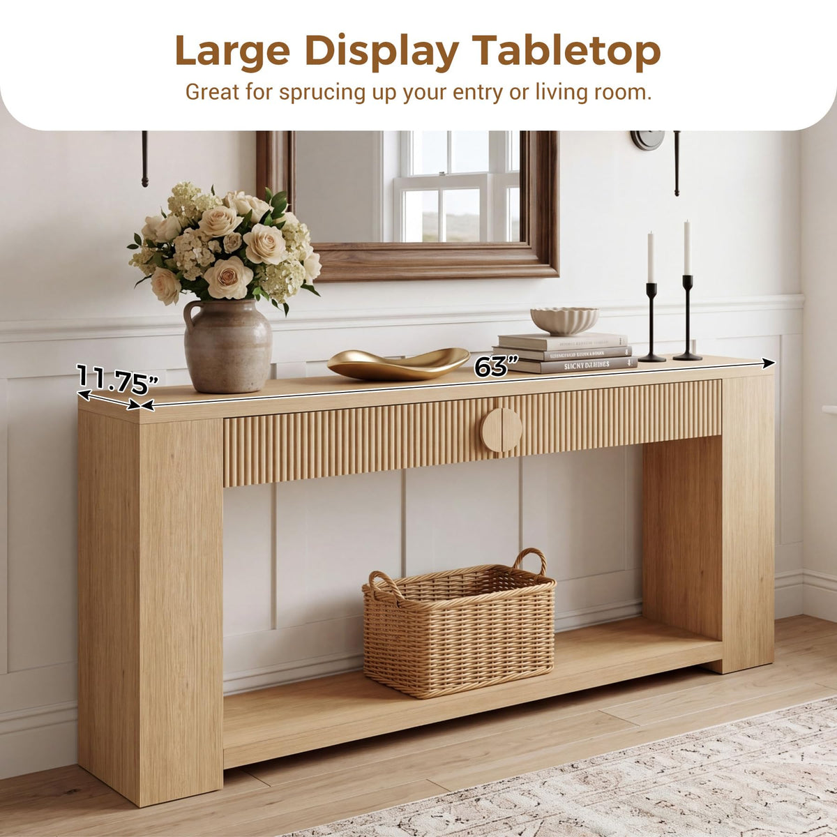 Oak Console Table with Storage Drawers H201145