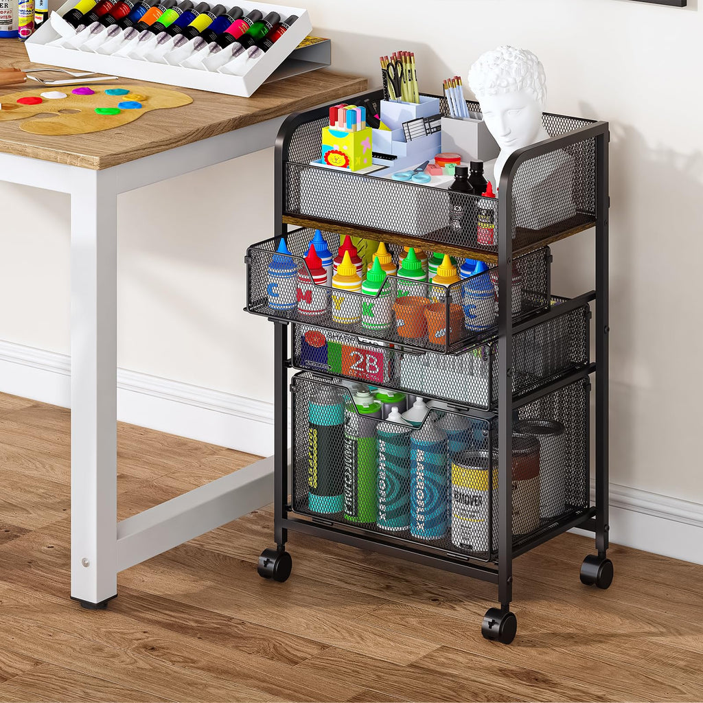 4-Tier Rolling Utility Cart with 3 Drawers E388885