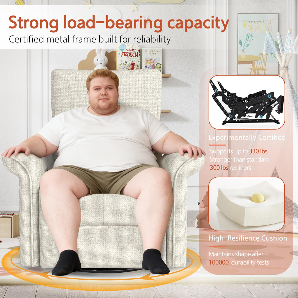 Fabric Light Gray Swivel Rocker Recliner Chair W145284