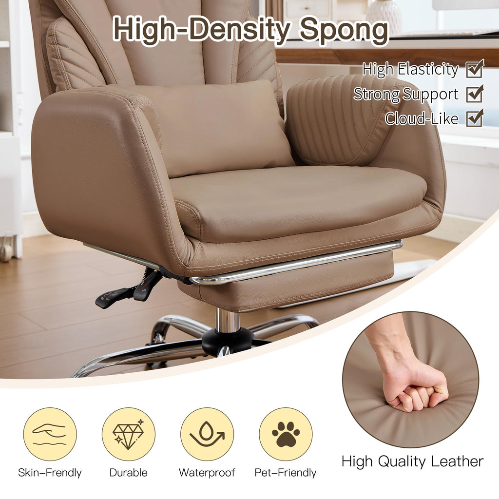 Cross Legged Office Chair with Flip Armrest and Footrest Brown N55538