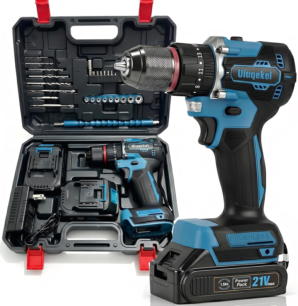 21V Brushless Cordless Drill Driver Kit with 2 Batteries & Charger D231