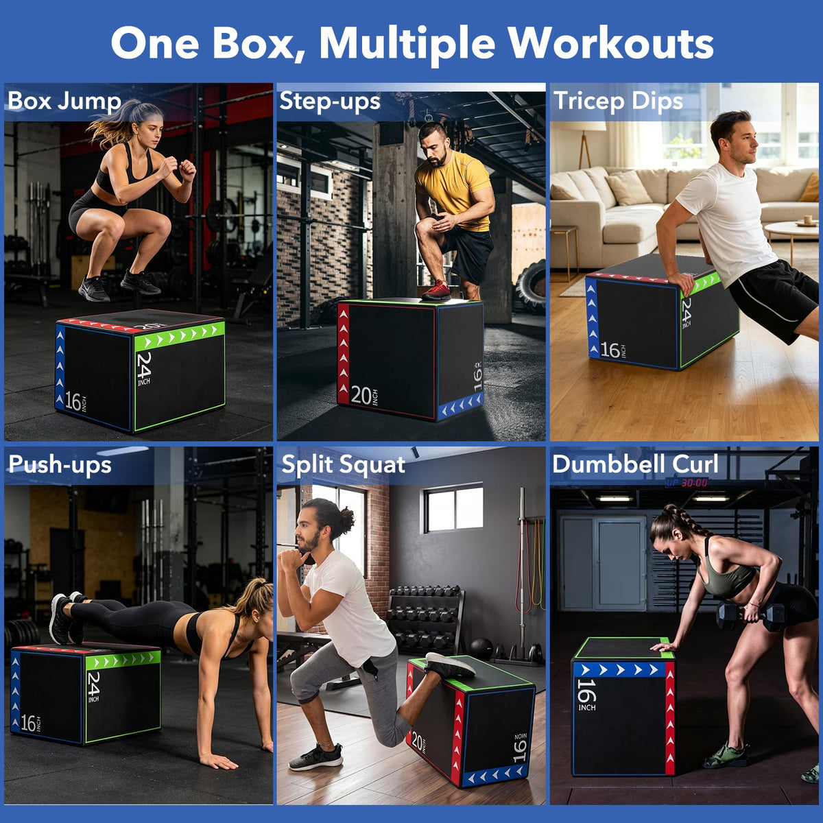 3 in 1 Plyometric Jump Box with Non-Slip PU Cover D45918