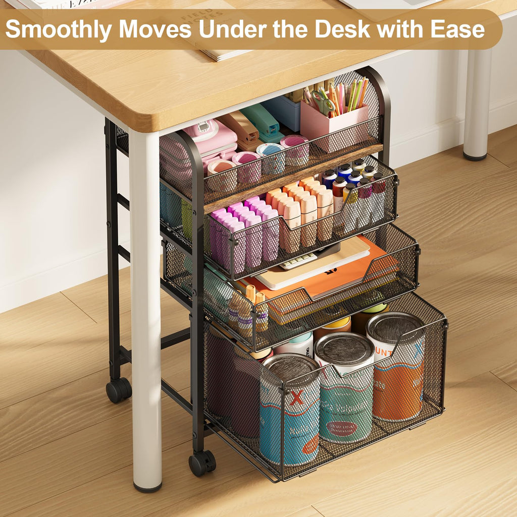 4-Tier Rolling Utility Cart with 3 Drawers E388885