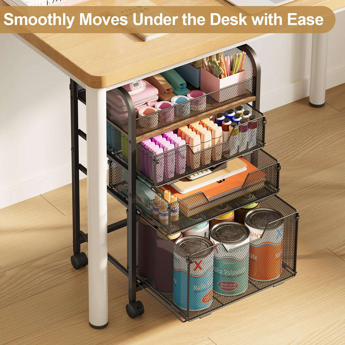 4-Tier Rolling Utility Cart with 3 Drawers E388885
