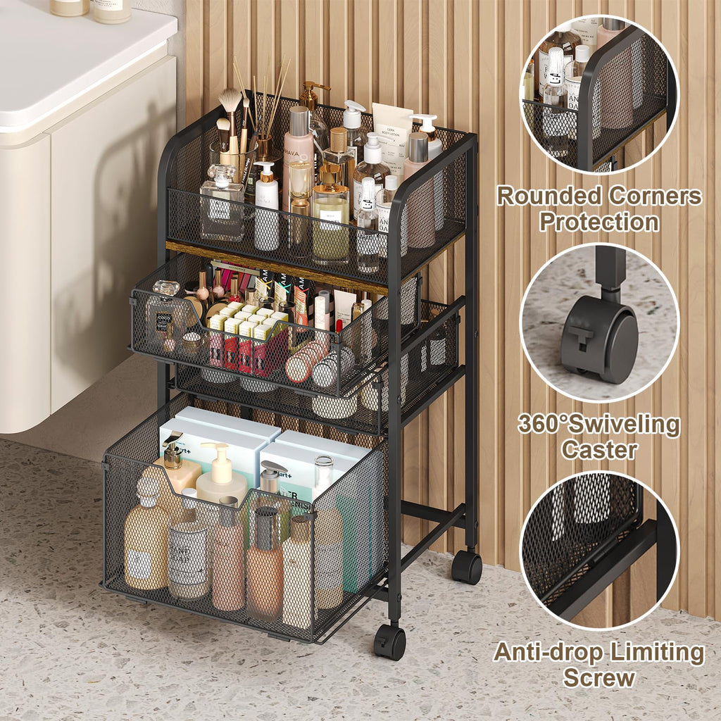 4-Tier Rolling Utility Cart with 3 Drawers E388885