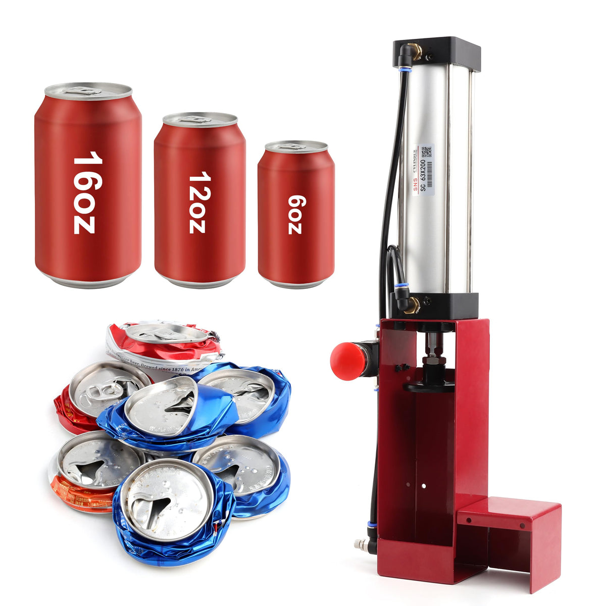 Aluminum Can Crusher Heavy Duty 12 Oz. and 16 Oz. Red U81620