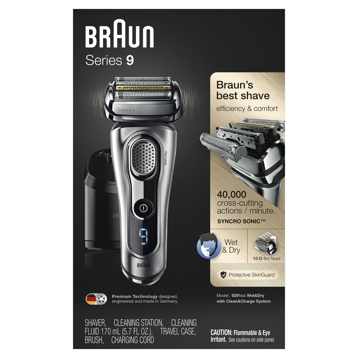 Electric Foil Shaver with Beard Trimmer, Rechargeable, Wet & Dry, 6 Piece Set B118