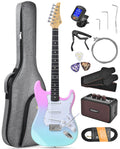 Beginner Electric Guitar 39” Kit with Portable Amplifier, Gig Bag, Tuner, Capo, Strap, Picks, SSS Pickups O88812
