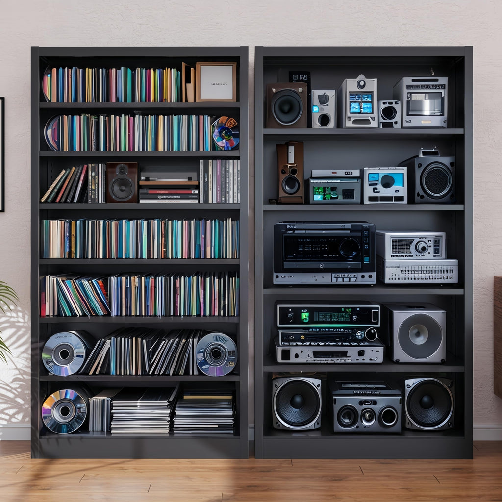 55" Metal Media Storage Cabinet with 6 Adjustable Shelves S293