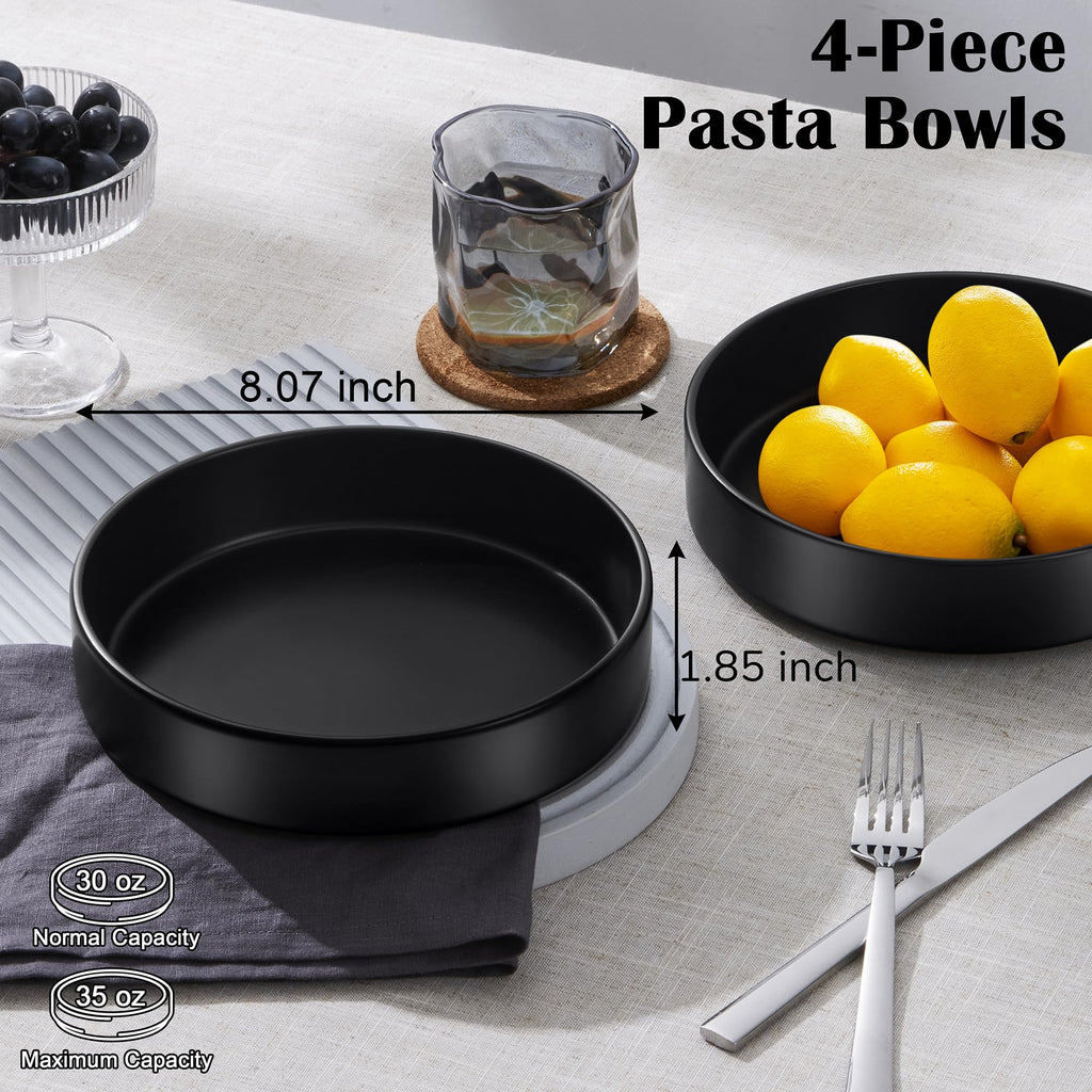 Black 24-Piece Stoneware Dinnerware Set for 8 T562800