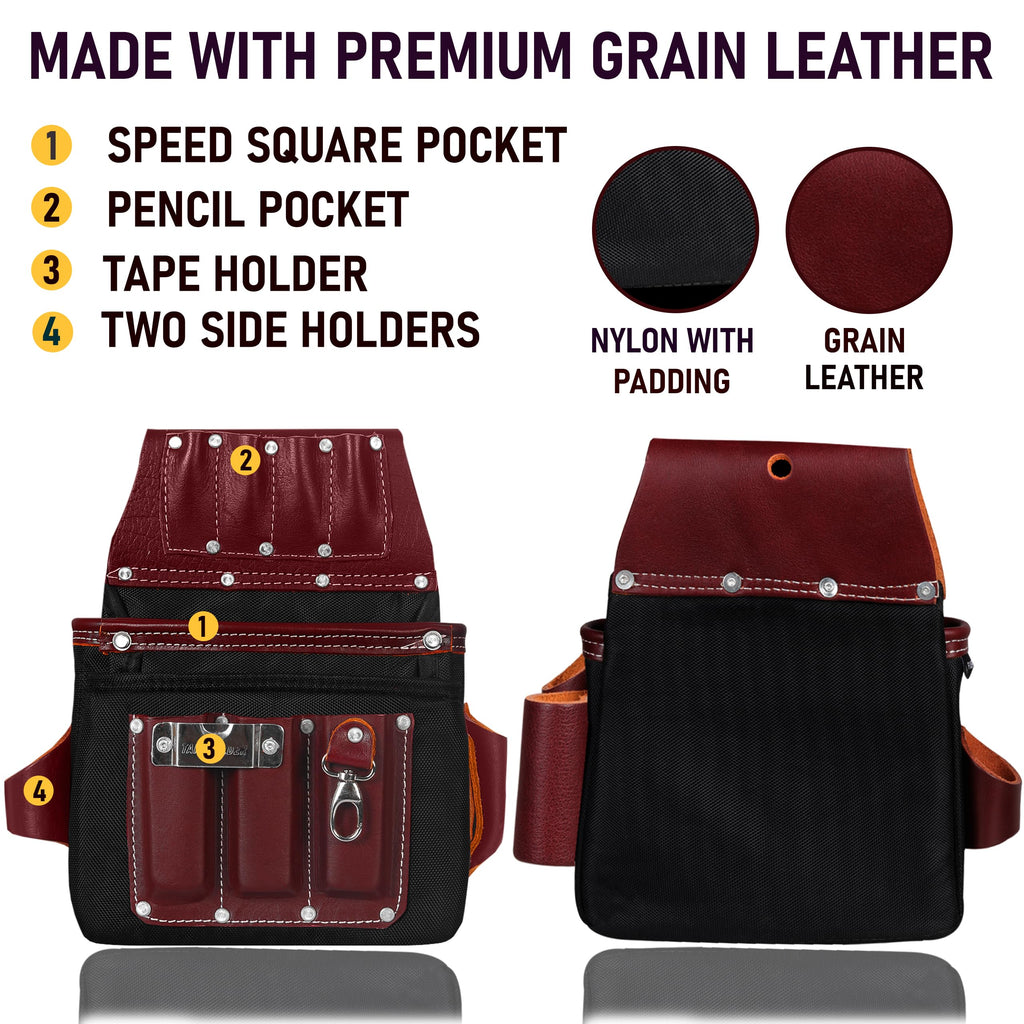 Heavy Duty Leather & 1680D Nylon 26 Pockets Electrician Tool Belt & Bag Combo Q572918
