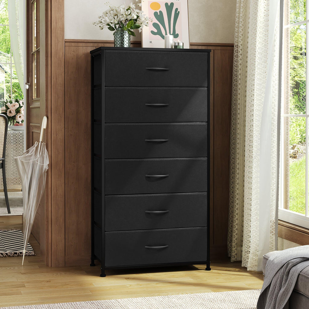 Black 6-Drawer Fabric Dresser Q553694