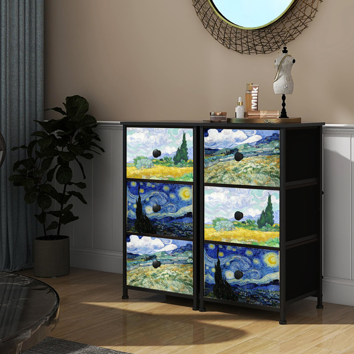 3 Drawer Dresser with Steel Frame Wood Top A34804